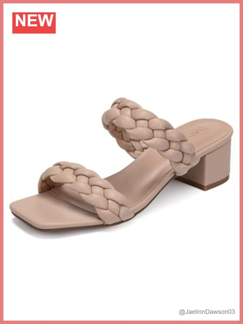 Wide Width Chunky Heels Sandals Square Open Toe Block Heel Slip On Braided